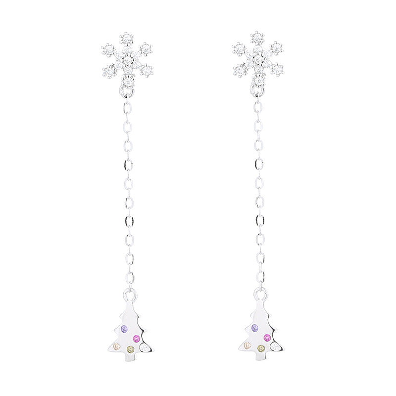 Women’s earrings with sparkling snowflake pendant and chain embellishment Symbol Fashion