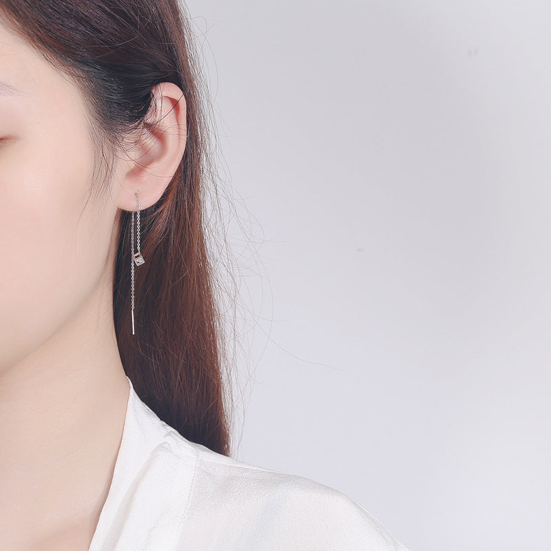 Women's earrings with elegant square pendant and shimmering zirconia Symbol Fashion