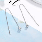 Women's earrings with elegant square pendant and shimmering zirconia Symbol Fashion