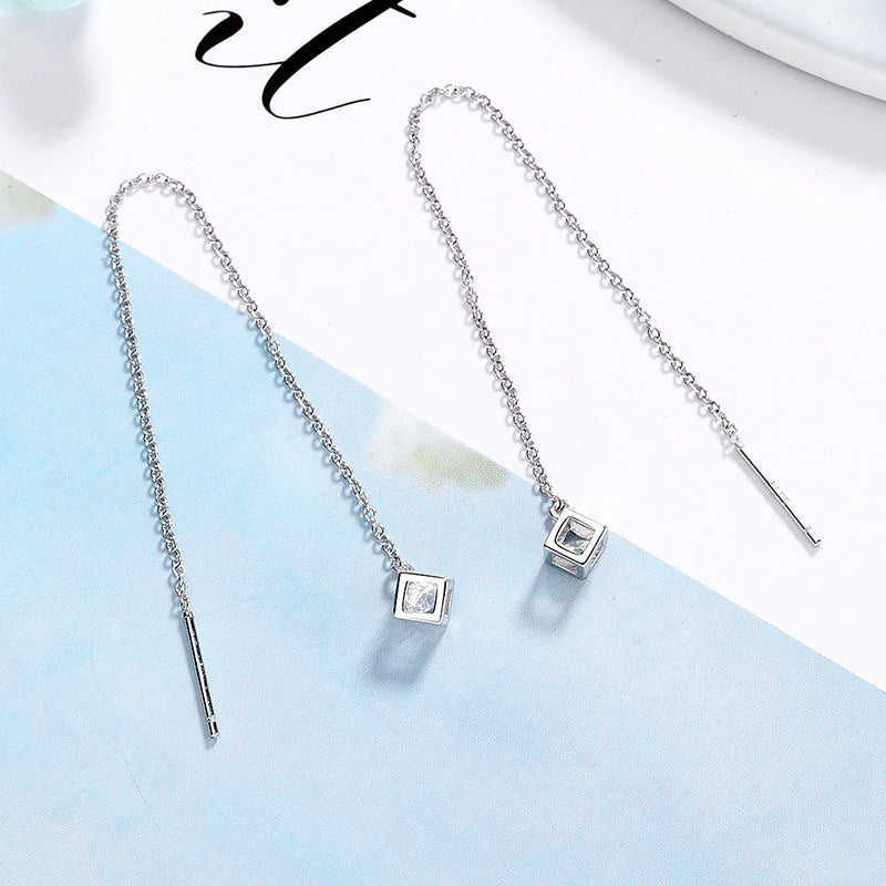 Women's earrings with elegant square pendant and shimmering zirconia Symbol Fashion