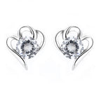 Women’s stud earrings with stylish heart design and sparkling crystals Symbol Fashion