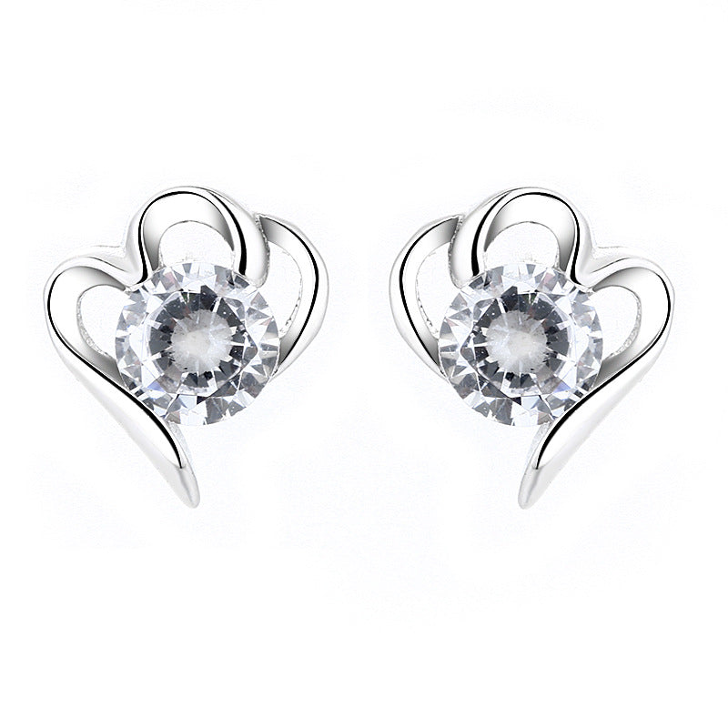Women’s stud earrings with stylish heart design and sparkling crystals Symbol Fashion