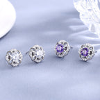 Women's stud earrings with delicate flower design and sparkling crystals Symbol Fashion