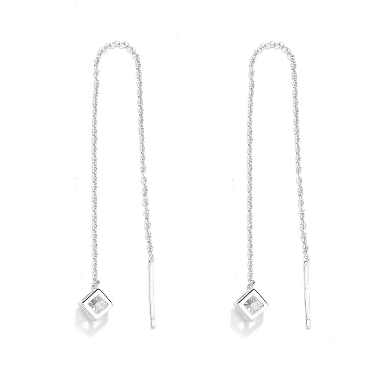 Women's earrings with elegant square pendant and shimmering zirconia Symbol Fashion