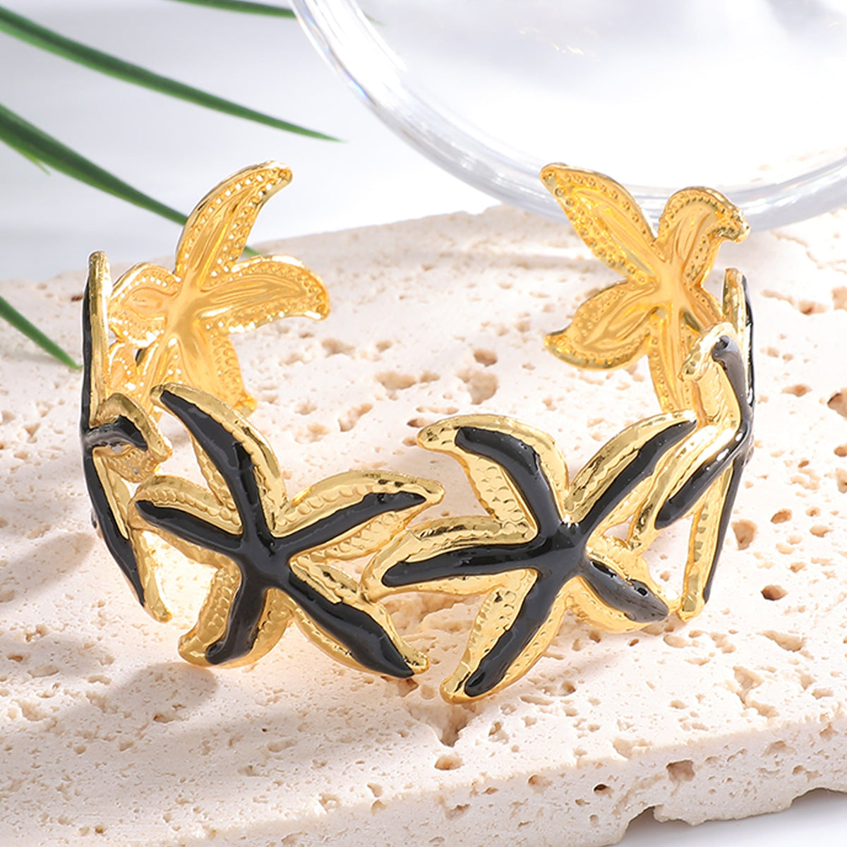 Ladies Open Cuff Bracelet with Expressive Star Motif Symbol Fashion