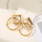 Women's Hanging Earrings with Square Design and Glossy Surface Symbol Fashion