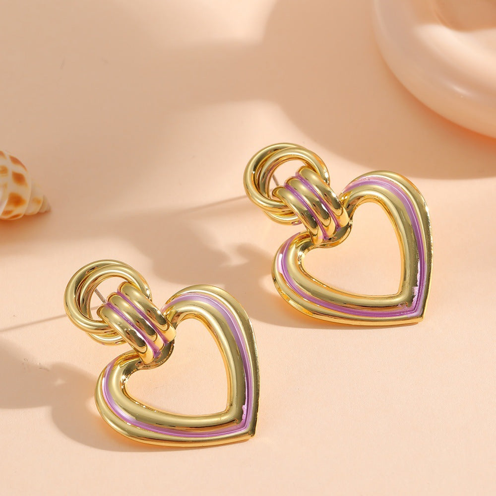 Women’s earrings in modern heart design Symbol Fashion