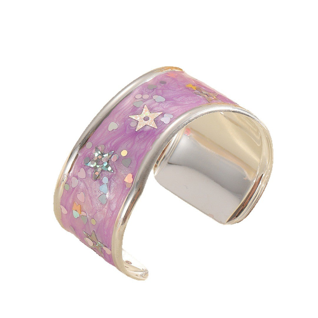 Women Open Bangle with Sparkling Star Motif Symbol Fashion