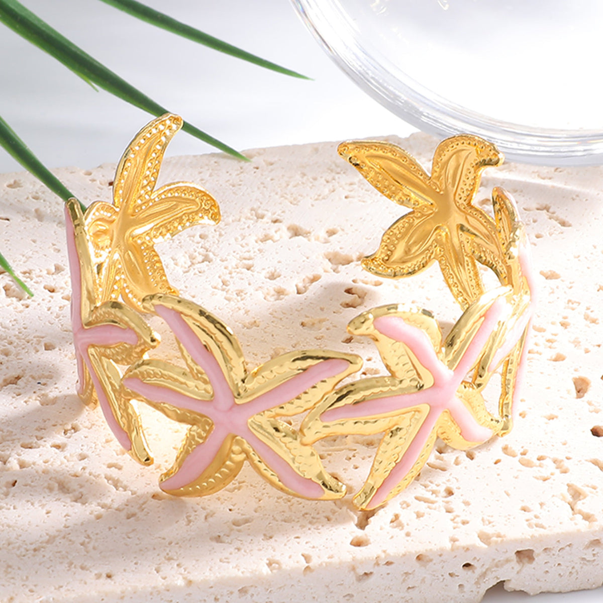 Ladies Open Cuff Bracelet with Expressive Star Motif Symbol Fashion