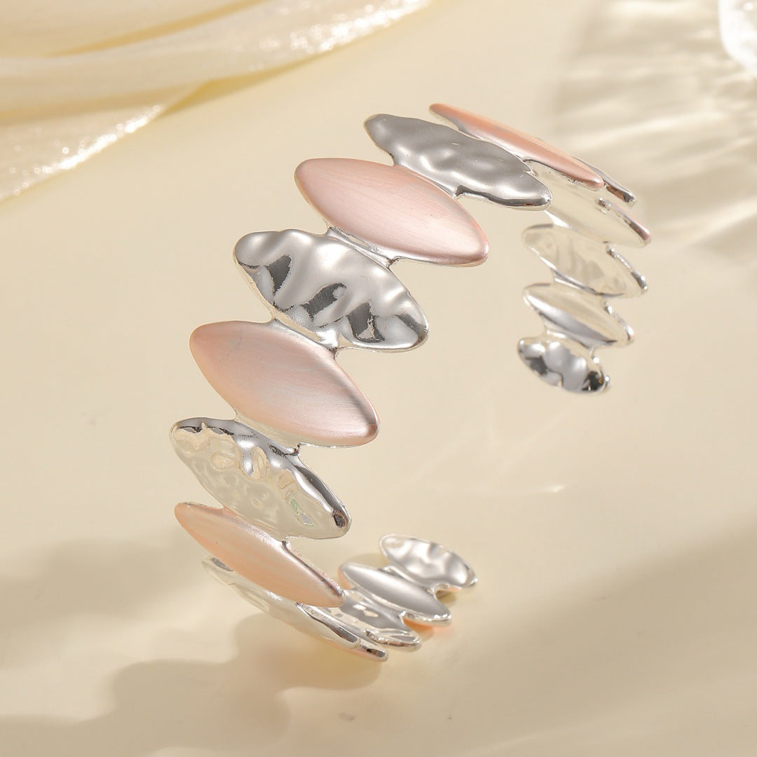 Women Open Bangle with Unique Textured Design Symbol Fashion