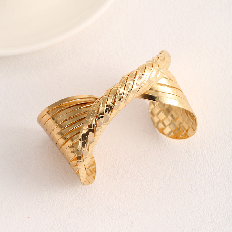 Ladies Open Bangle with Artistic Fold Design Symbol Fashion