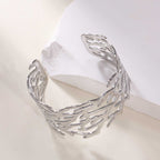 Women's Open Bangle with Elegant Wave Design Symbol Fashion