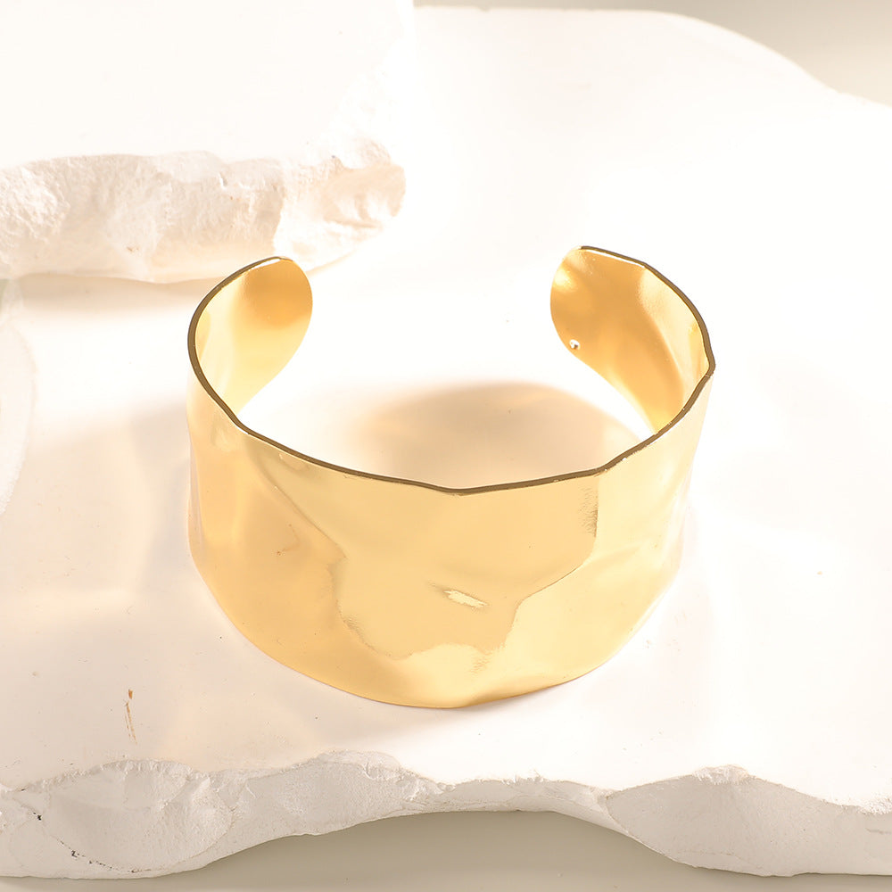 Women Open Bangle with Artistic Relief Design Symbol Fashion