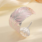 Ladies Open Cuff Bracelet in Tropical Leaf Design Symbol Fashion