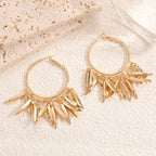 Women Hanging Earrings with Elegant Decorative Leaf Design Symbol Fashion