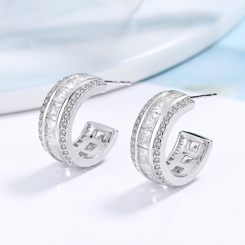 Women's stud earrings with elegant crystal and zirconia embellishment Symbol Fashion