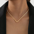 Women Choker Necklace with Modern V Design Symbol Fashion