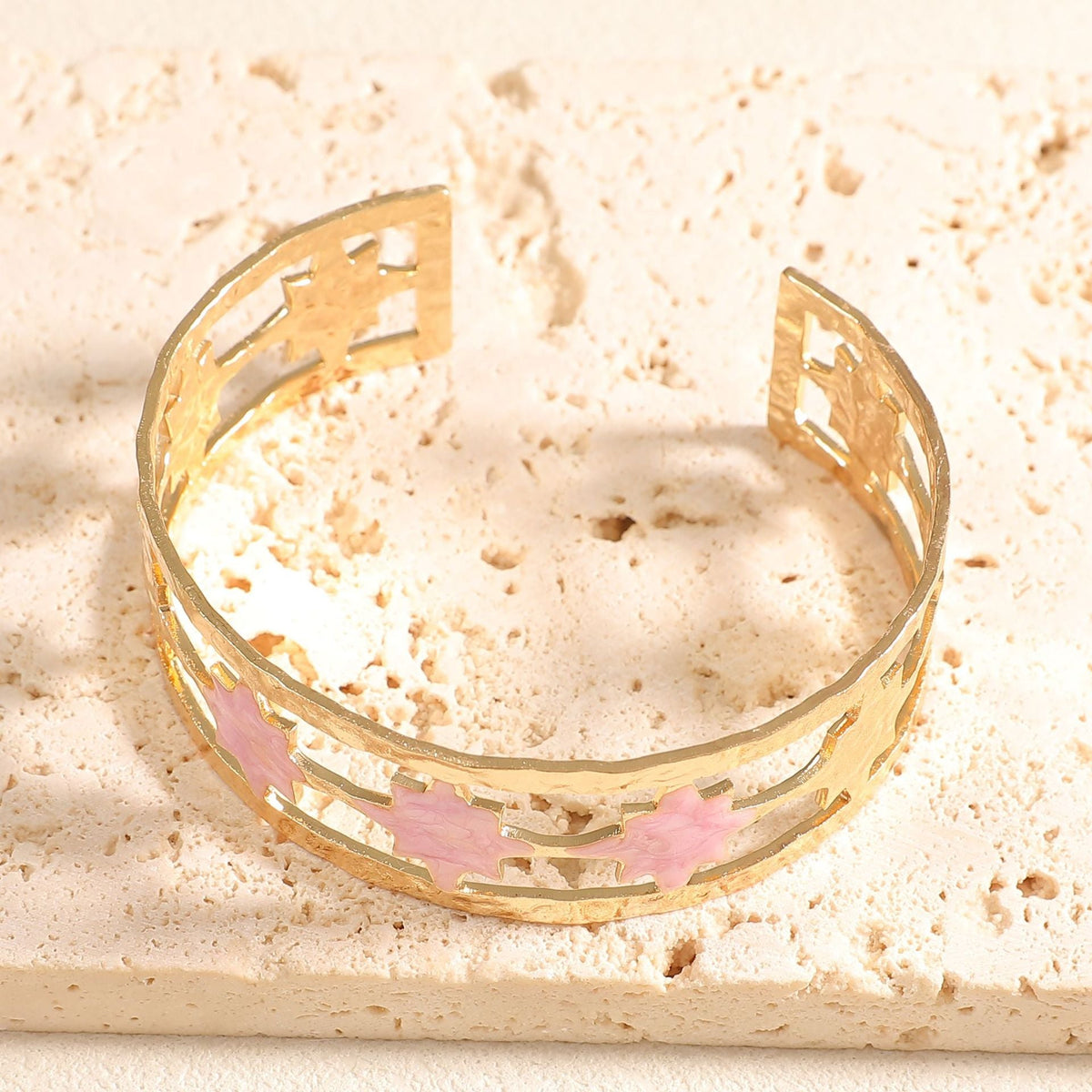 Women's Open Bangle with Elegant Leaf Design Symbol Fashion