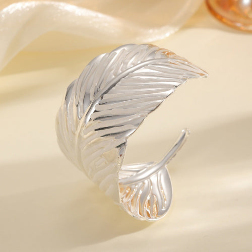 Ladies Open Cuff Bracelet in Tropical Leaf Design Symbol Fashion