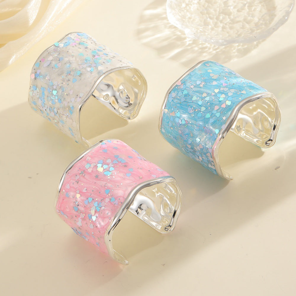 Women's Glittering Ring made of high-quality Epoxy Resin Symbol Fashion