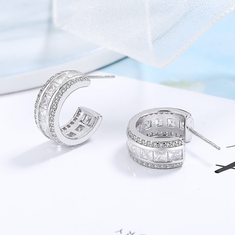 Women's stud earrings with elegant crystal and zirconia embellishment Symbol Fashion