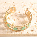 Women's Open Bangle with Elegant Leaf Design Symbol Fashion