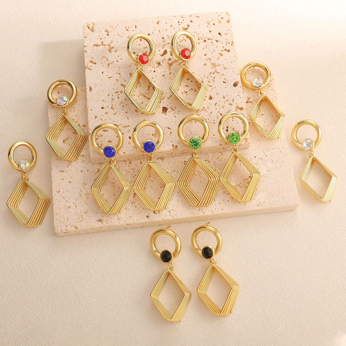 Women's Design Earrings with Geometric Wire Motif Symbol Fashion