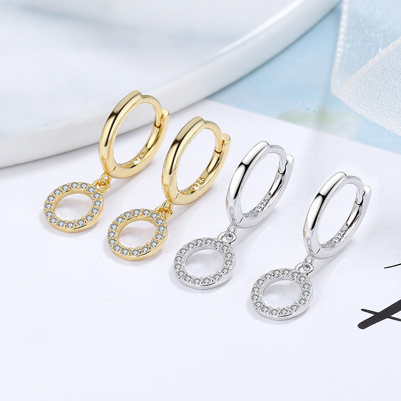 Women's earrings with sparkling circle pendant Symbol Fashion