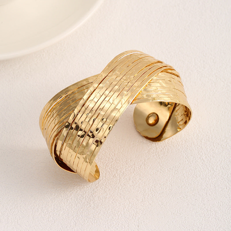Ladies Open Bangle with Artistic Fold Design Symbol Fashion