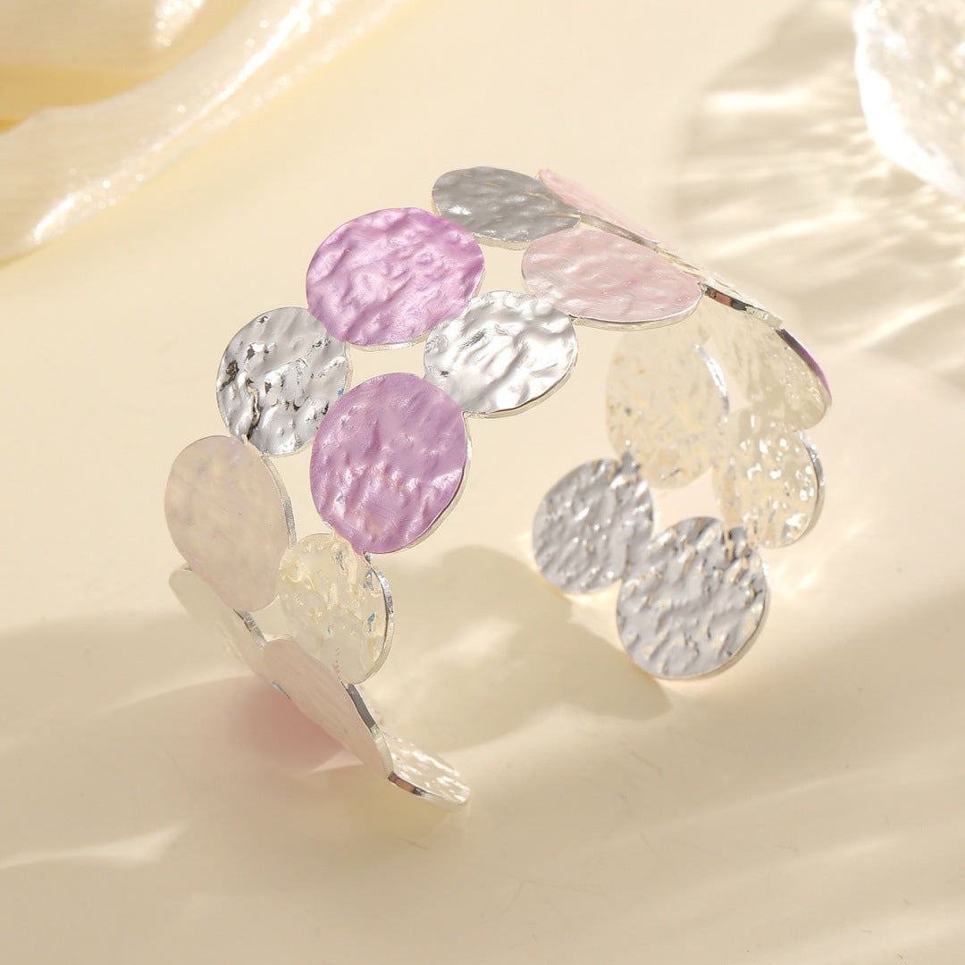 Ladies Open Bangle with Intricate Circle Design Symbol Fashion