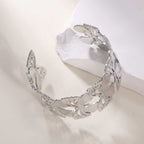 Women's Open Bangle with Elegant Wave Design Symbol Fashion