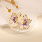 Women's ear clips in elegant floral design with a glossy coating Symbol Fashion