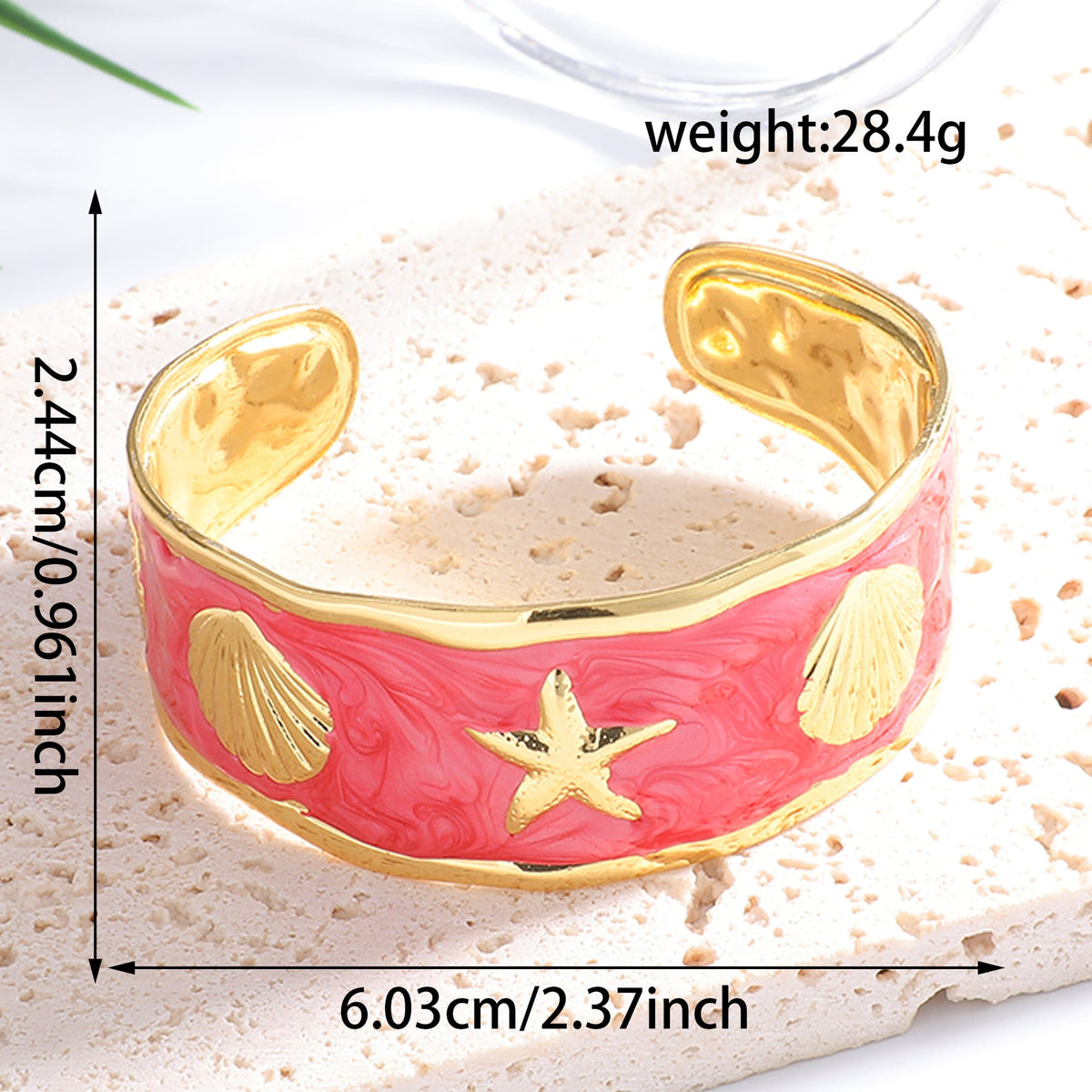 Women's Bangle with Maritime Shell and Starfish Design Symbol Fashion