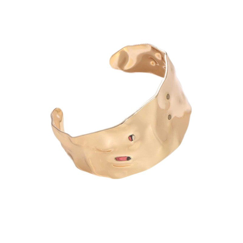 Ladies Open Cuff Bracelet with Artistic, Organic Design Symbol Fashion