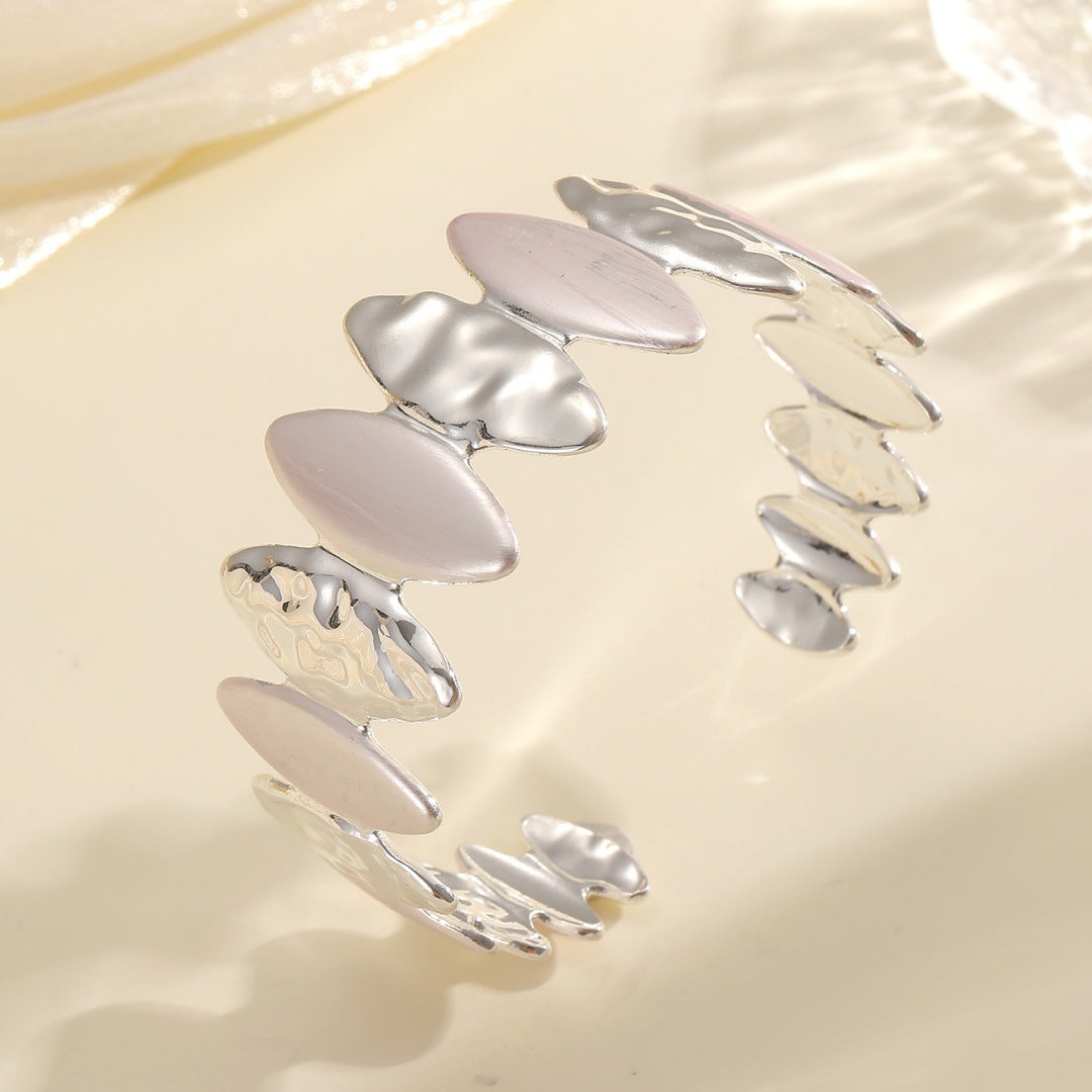Women Open Bangle with Unique Textured Design Symbol Fashion