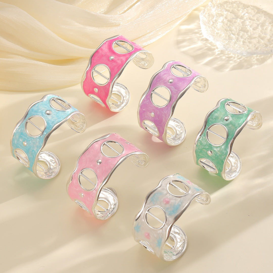 Women Open Bangle with Modern, Transparent Design Symbol Fashion