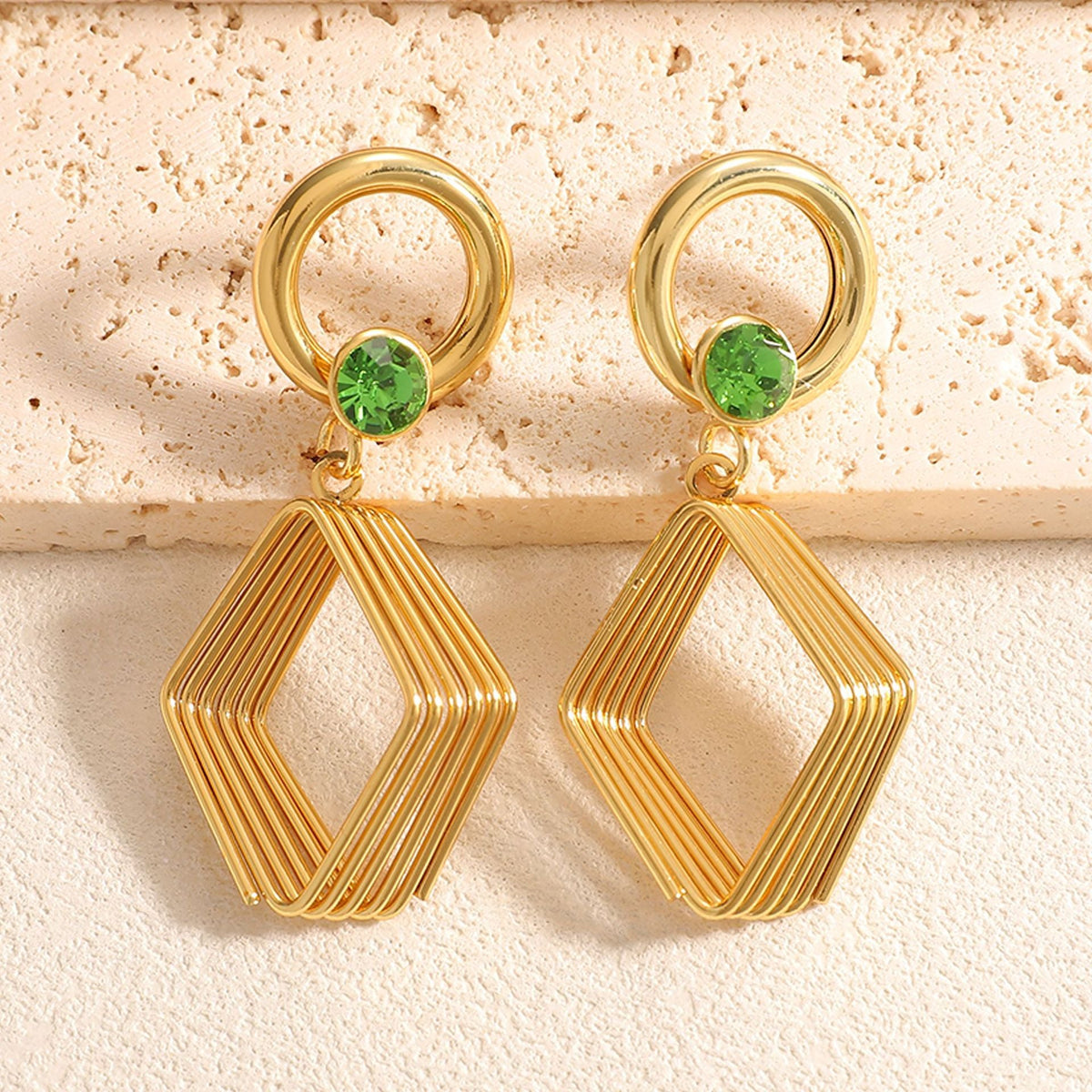 Women's Design Earrings with Geometric Wire Motif Symbol Fashion