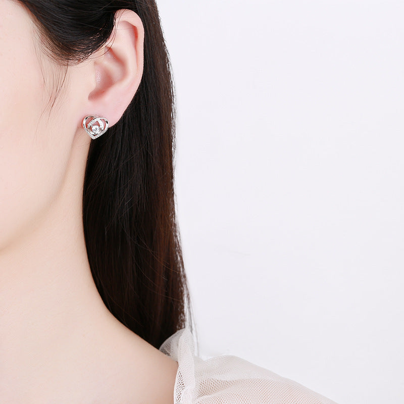 Women's earrings in elegant heart design with sparkling zirconia Symbol Fashion