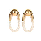 Ladies Hanging Earrings with Innovative, Gold-colored Design Symbol Fashion