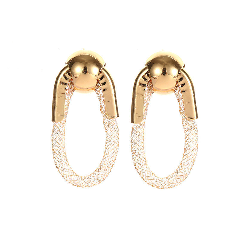 Ladies Hanging Earrings with Innovative, Gold-colored Design Symbol Fashion
