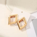 Women's Hanging Earrings with Square Design and Glossy Surface Symbol Fashion