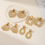 Ladies Hanging Earrings in Modern Rectangular Design Symbol Fashion