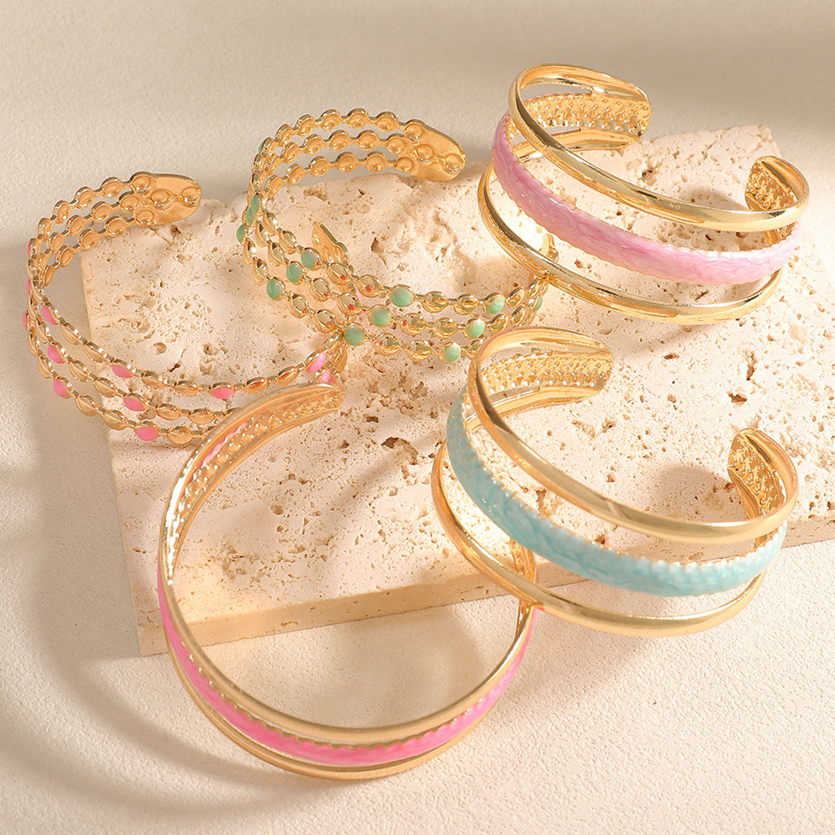 Women Open Bangle with Artistic Relief Design Symbol Fashion