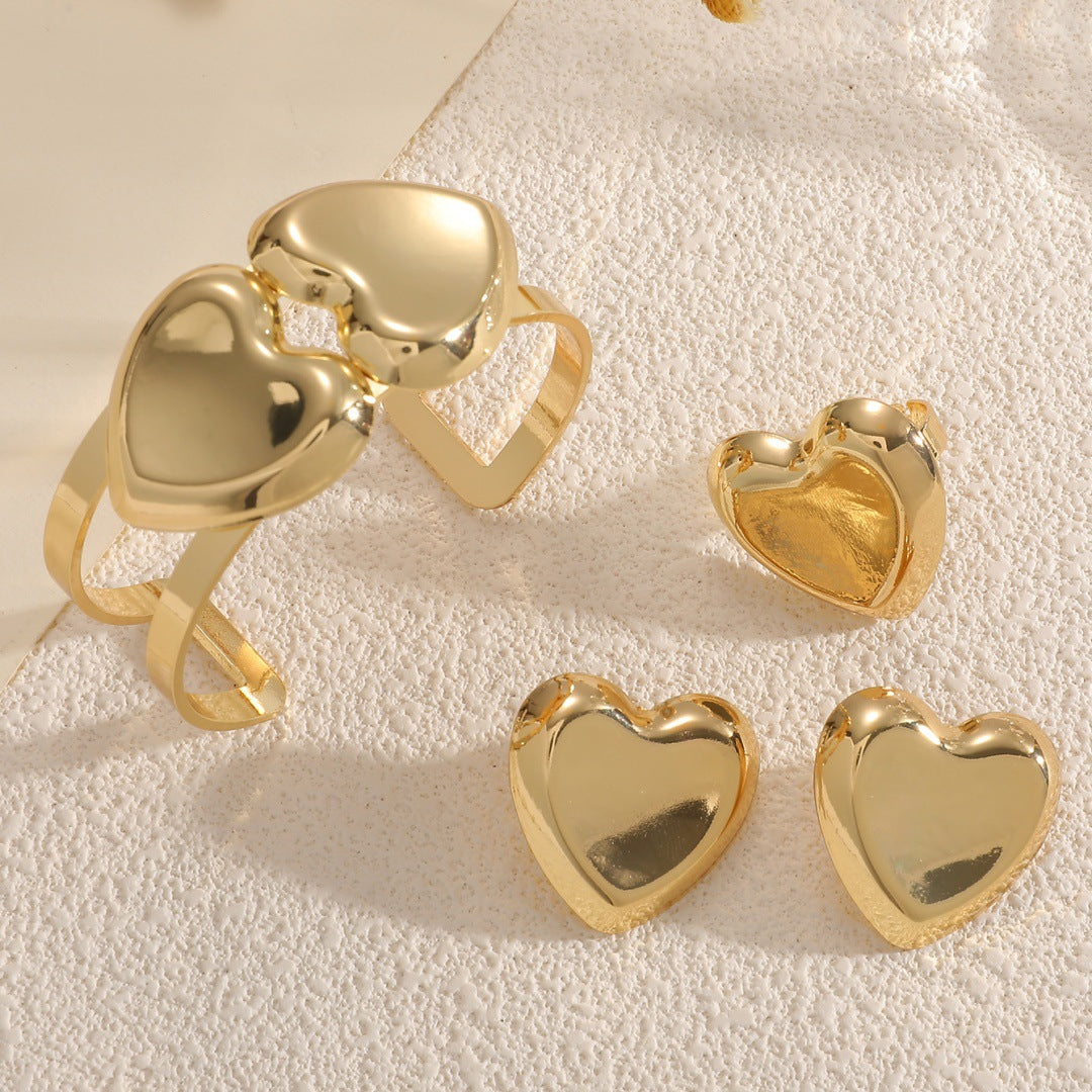 Women's Open Bangle with Elegant Heart Shape Symbol Fashion