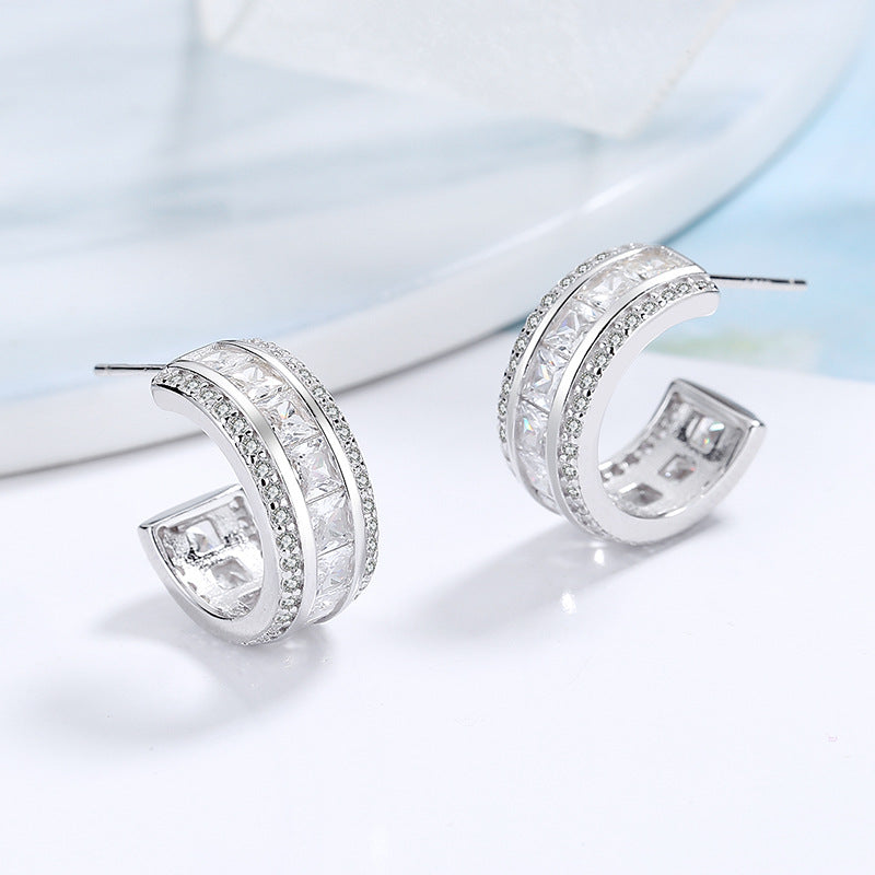 Women's stud earrings with elegant crystal and zirconia embellishment Symbol Fashion