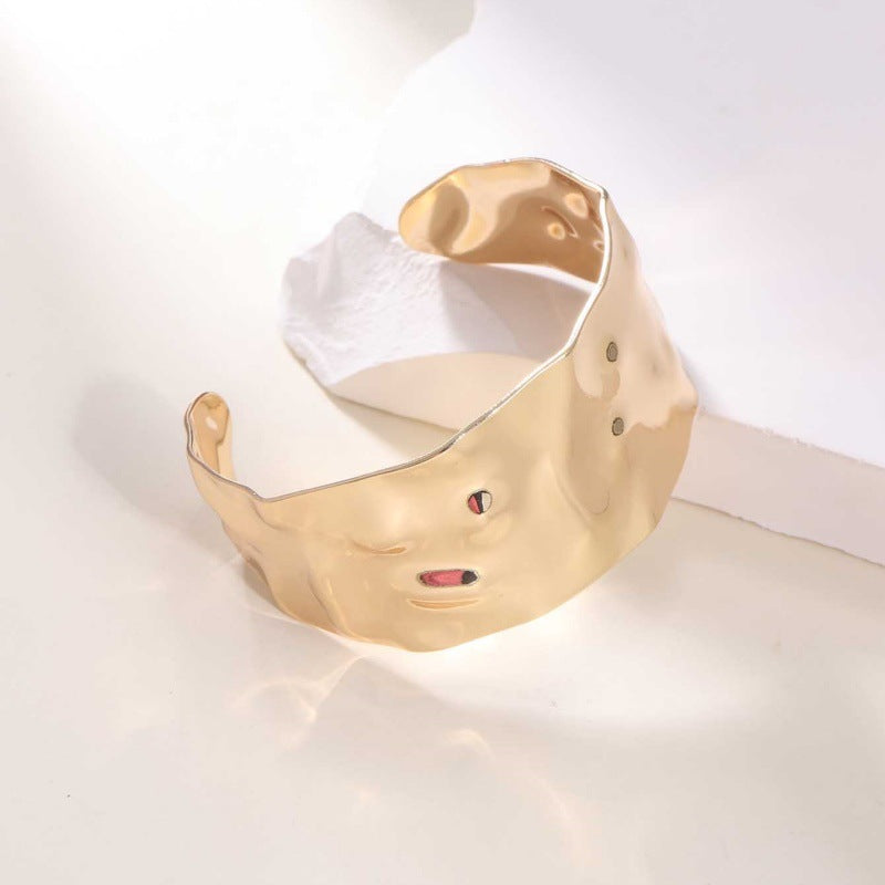 Ladies Open Cuff Bracelet with Artistic, Organic Design Symbol Fashion