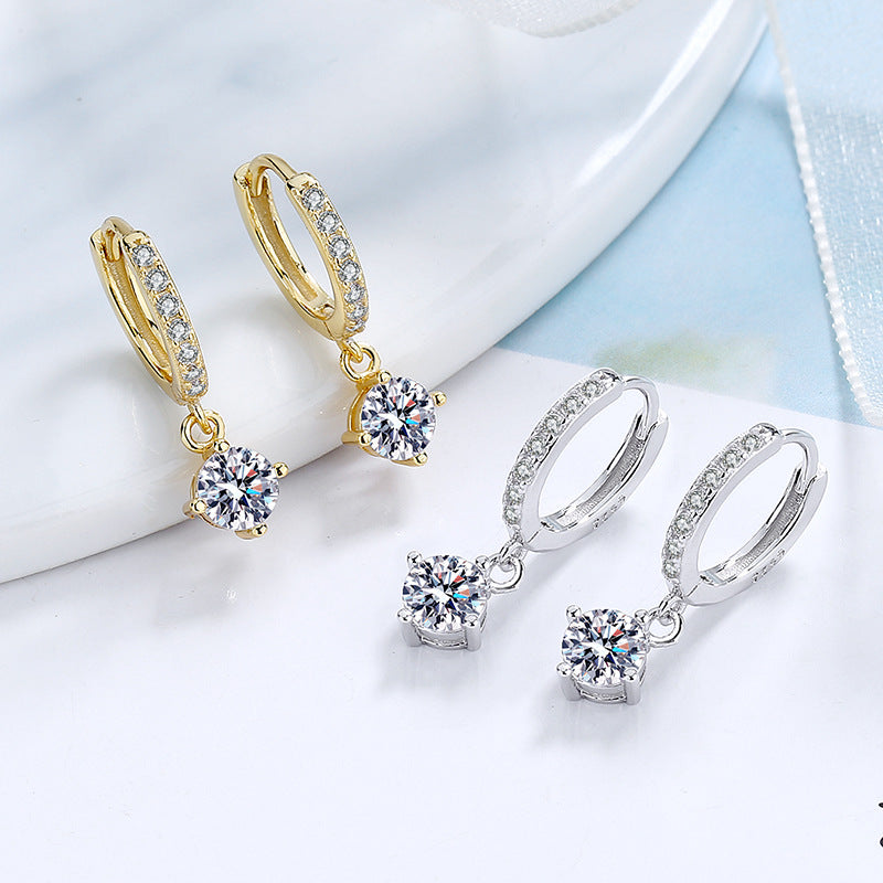 Ladies earrings with sparkling crystals and high-quality gold plating Symbol Fashion