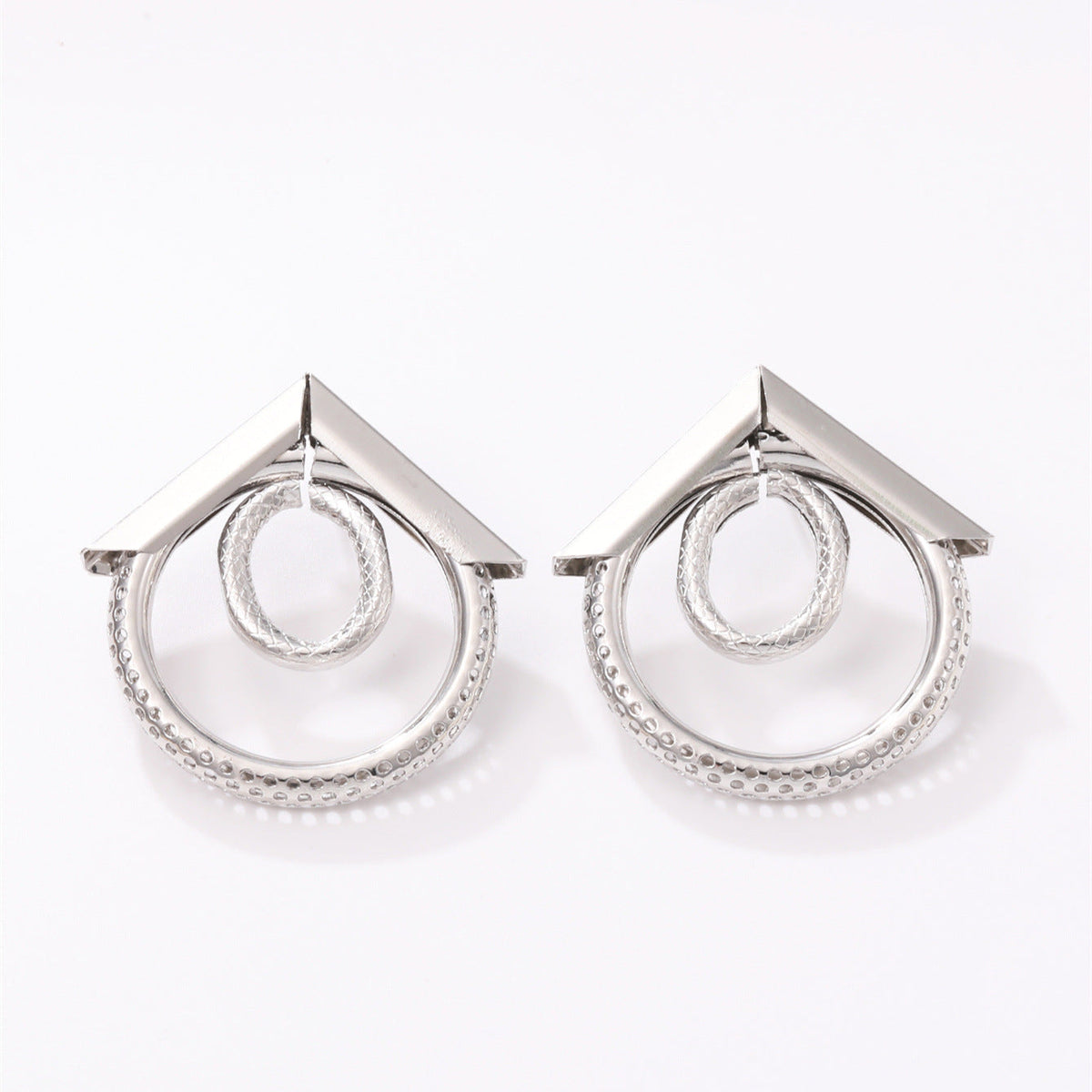 Women's Hanging Earrings with Elegant, Curved Ring Design Symbol Fashion