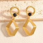 Women's Design Earrings with Geometric Wire Motif Symbol Fashion