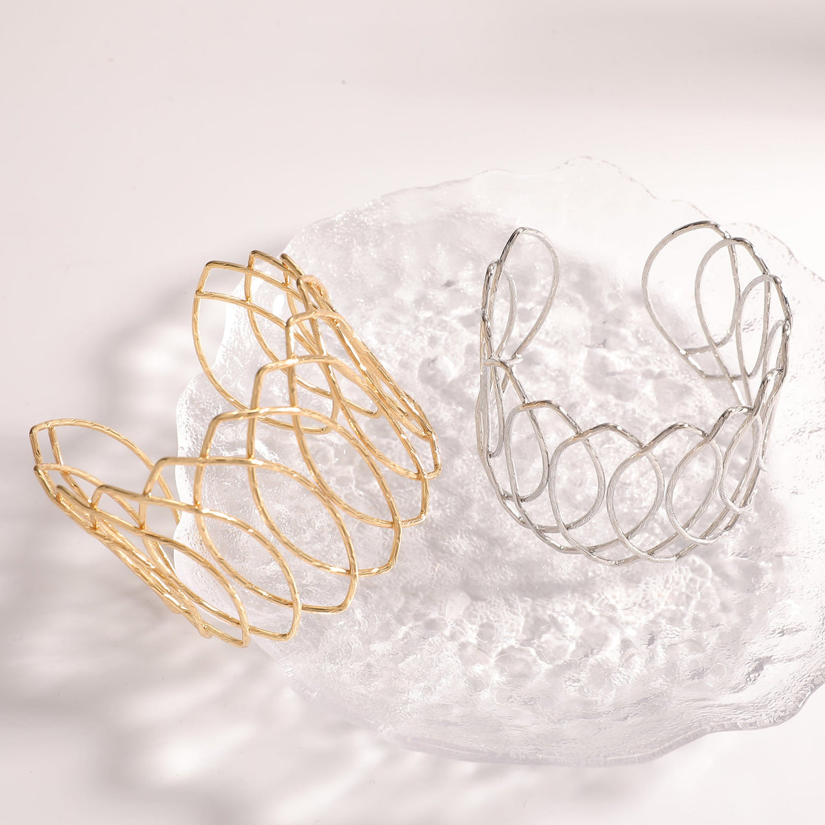 Women Open Bangle with Artfully Curved Design Symbol Fashion
